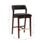 Manhattan Comfort Patricia Modern Wood Upholstered Barstool in Black - Set of 2