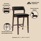 Manhattan Comfort Patricia Modern Wood Upholstered Barstool in Black - Set of 2