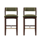 Manhattan Comfort Patricia Modern Wood Upholstered Barstool in Turtle Green - Set of 2