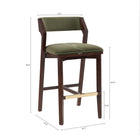 Manhattan Comfort Patricia Modern Wood Upholstered Barstool in Turtle Green - Set of 2