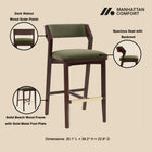 Manhattan Comfort Patricia Modern Wood Upholstered Barstool in Turtle Green - Set of 2
