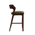 Manhattan Comfort Patricia Modern Wood Upholstered Barstool in Turtle Green - Set of 2