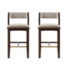 Manhattan Comfort Patricia Modern Wood Upholstered Barstool in Linen - Set of 2
