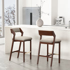 Manhattan Comfort Patricia Modern Wood Upholstered Barstool in Linen - Set of 2