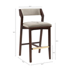 Manhattan Comfort Patricia Modern Wood Upholstered Barstool in Linen - Set of 2