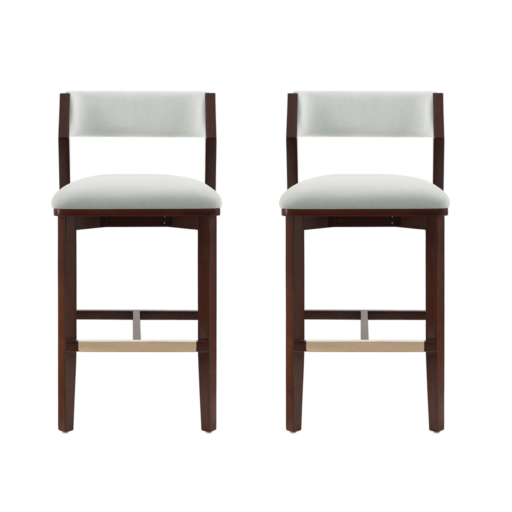 Manhattan Comfort Patricia Modern Wood Upholstered Barstool in White Glacier - Set of 2