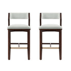 Manhattan Comfort Patricia Modern Wood Upholstered Barstool in White Glacier - Set of 2