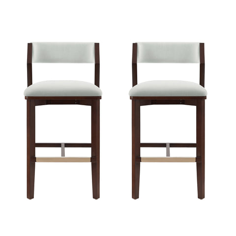 Manhattan Comfort Patricia Modern Wood Upholstered Barstool in White Glacier - Set of 2