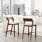 Manhattan Comfort Patricia Modern Wood Upholstered Barstool in White Glacier - Set of 2