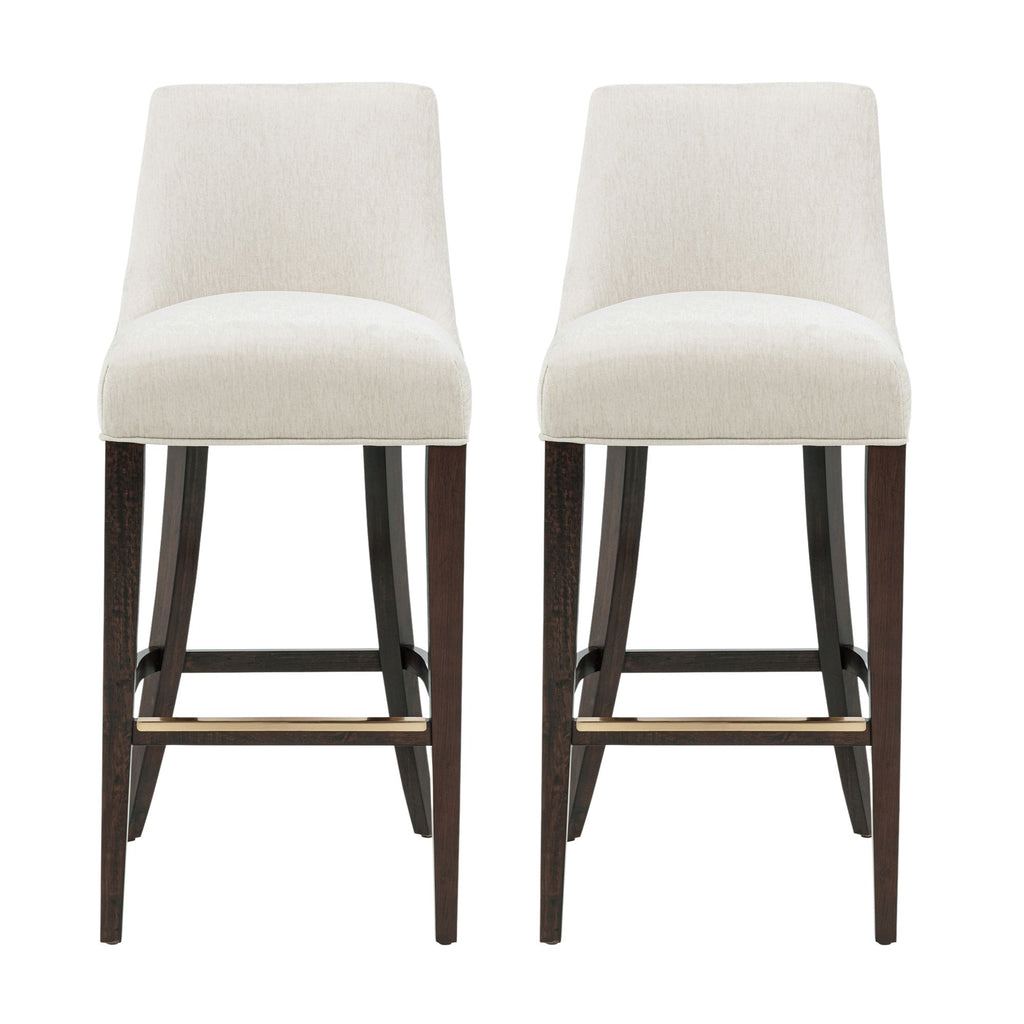 Manhattan Comfort Beever Modern Chenille Wood Upholstered Barstool in Cream - Set of 2