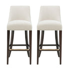 Manhattan Comfort Beever Modern Chenille Wood Upholstered Barstool in Cream - Set of 2
