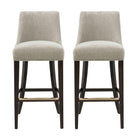 Manhattan Comfort Beever Modern Chenille Wood Upholstered Barstool in Taupe - Set of 2