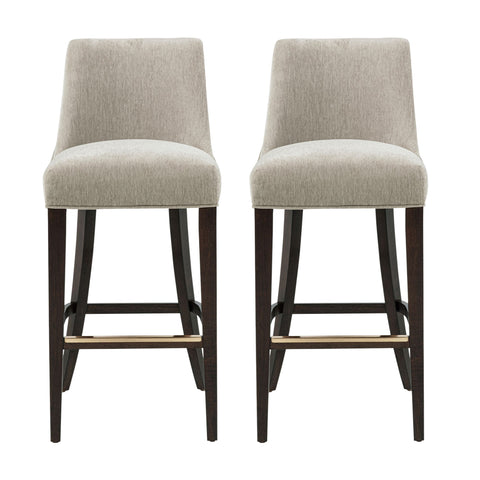 Manhattan Comfort Beever Modern Chenille Wood Upholstered Barstool in Taupe - Set of 2
