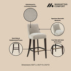 Manhattan Comfort Beever Modern Chenille Wood Upholstered Barstool in Taupe - Set of 2