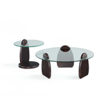 Manhattan Comfort Artesia Modern Glam 2-Piece Coffee Table & End Table Set in Walnut