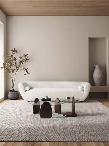 Manhattan Comfort Artesia Modern Glam 2-Piece Coffee Table & End Table Set in Walnut