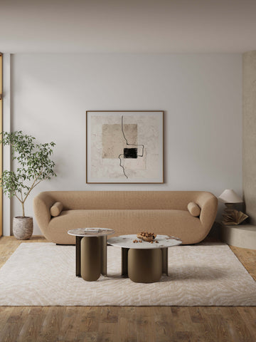 Manhattan Comfort Monica Modern Glam 2-Piece Coffee Table & End Table Set in Bronze