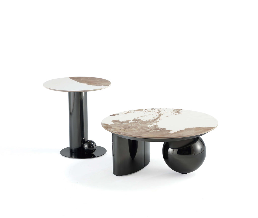 Manhattan Comfort Laurel Modern Glam 2-Piece Coffee Table & End Table Set in Black