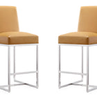 Manhattan Comfort Element Modern Metal Upholstered Counter Stool in Camel - Set of 2