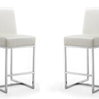 Manhattan Comfort Element Modern Metal Upholstered Counter Stool in Pearl White - Set of 2