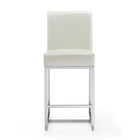 Manhattan Comfort Element Modern Metal Upholstered Counter Stool in Pearl White - Set of 2