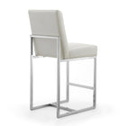 Manhattan Comfort Element Modern Metal Upholstered Counter Stool in Pearl White - Set of 2