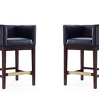 Manhattan Comfort Kingsley Mid-Century Modern Wood Upholstered Counter Stool in Black - Set of 2