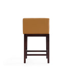 Manhattan Comfort Kingsley Mid-Century Modern Wood Upholstered Counter Stool in Camel - Set of 2