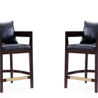 Manhattan Comfort Ritz Mid-Century Modern Wood Upholstered Counter Stool in Black - Set of 2