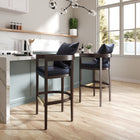 Manhattan Comfort Ritz Mid-Century Modern Wood Upholstered Counter Stool in Black - Set of 2
