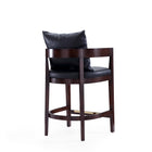Manhattan Comfort Ritz Mid-Century Modern Wood Upholstered Counter Stool in Black - Set of 2