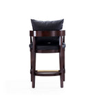 Manhattan Comfort Ritz Mid-Century Modern Wood Upholstered Counter Stool in Black - Set of 2