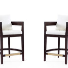 Manhattan Comfort Ritz Mid-Century Modern Wood Upholstered Counter Stool in Ivory - Set of 2