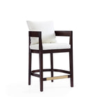 Manhattan Comfort Ritz Mid-Century Modern Wood Upholstered Counter Stool in Ivory - Set of 2