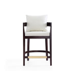 Manhattan Comfort Ritz Mid-Century Modern Wood Upholstered Counter Stool in Ivory - Set of 2