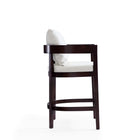 Manhattan Comfort Ritz Mid-Century Modern Wood Upholstered Counter Stool in Ivory - Set of 2