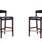 Manhattan Comfort Klismos Mid-Century Modern Wood Upholstered Counter Stool in Black - Set of 2