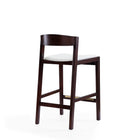 Manhattan Comfort Klismos Mid-Century Modern Wood Upholstered Counter Stool in Ivory - Set of 2