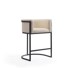 Manhattan Comfort Cosmopolitan Mid-Century Modern Metal Upholstered Counter Stool in Cream - Set of 2