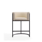 Manhattan Comfort Cosmopolitan Mid-Century Modern Metal Upholstered Counter Stool in Cream - Set of 2