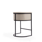 Manhattan Comfort Cosmopolitan Mid-Century Modern Metal Upholstered Counter Stool in Cream - Set of 2