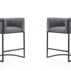 Manhattan Comfort Cosmopolitan Mid-Century Modern Metal Upholstered Counter Stool in Gray - Set of 2