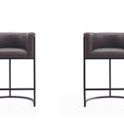 Manhattan Comfort Cosmopolitan Mid-Century Modern Metal Upholstered Counter Stool in Graphite - Set of 2