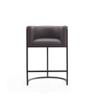 Manhattan Comfort Cosmopolitan Mid-Century Modern Metal Upholstered Counter Stool in Graphite - Set of 2