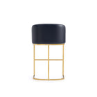Manhattan Comfort Louvre Mid-Century Modern Metal Upholstered Counter Stool in Black - Set of 2