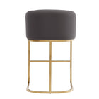 Manhattan Comfort Louvre Mid-Century Modern Metal Upholstered Counter Stool in Gray - Set of 2