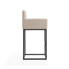 Manhattan Comfort Ambassador Mid-Century Modern Metal Upholstered Counter Stool in Cream - Set of 2