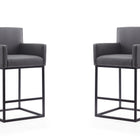 Manhattan Comfort Ambassador Mid-Century Modern Metal Upholstered Counter Stool in Gray - Set of 2