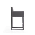 Manhattan Comfort Ambassador Mid-Century Modern Metal Upholstered Counter Stool in Gray - Set of 2