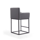 Manhattan Comfort Ambassador Mid-Century Modern Metal Upholstered Counter Stool in Gray - Set of 2